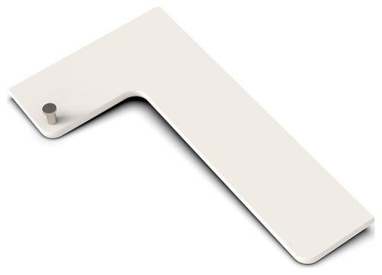 TileWare Boundless L-Shaped Corner Shelf Bone Shower Bathroom, Brushed Nickel Hook