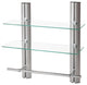 2 Tier Adjustable Glass Shelf With Aluminum Frame and Towel Bar