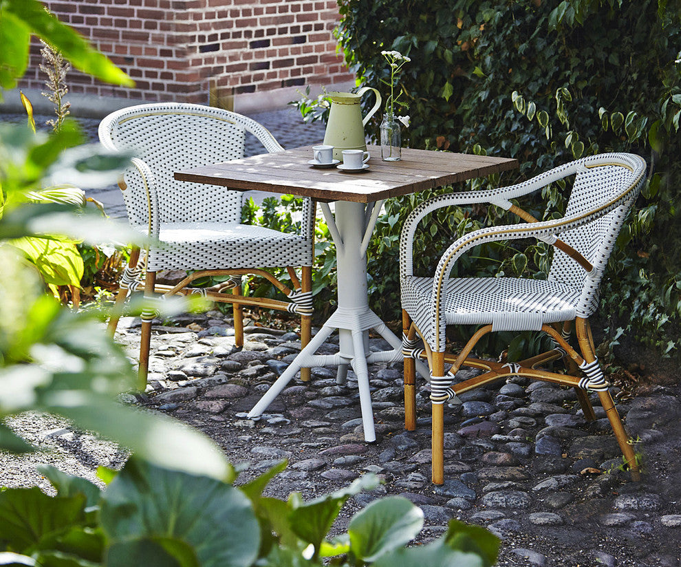 Madeleine Outdoor Bistro Arm Chair, Navy/White