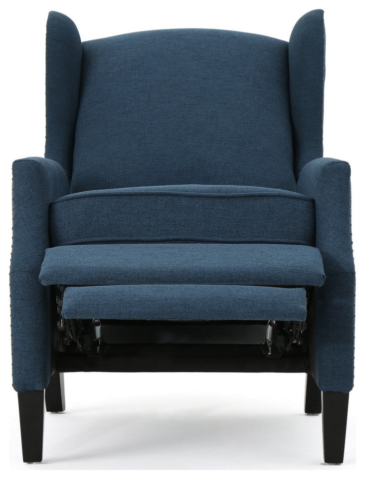GDF Studio Corbin Fabric Recliner, Set of 2, Navy Blue and Dark Brown