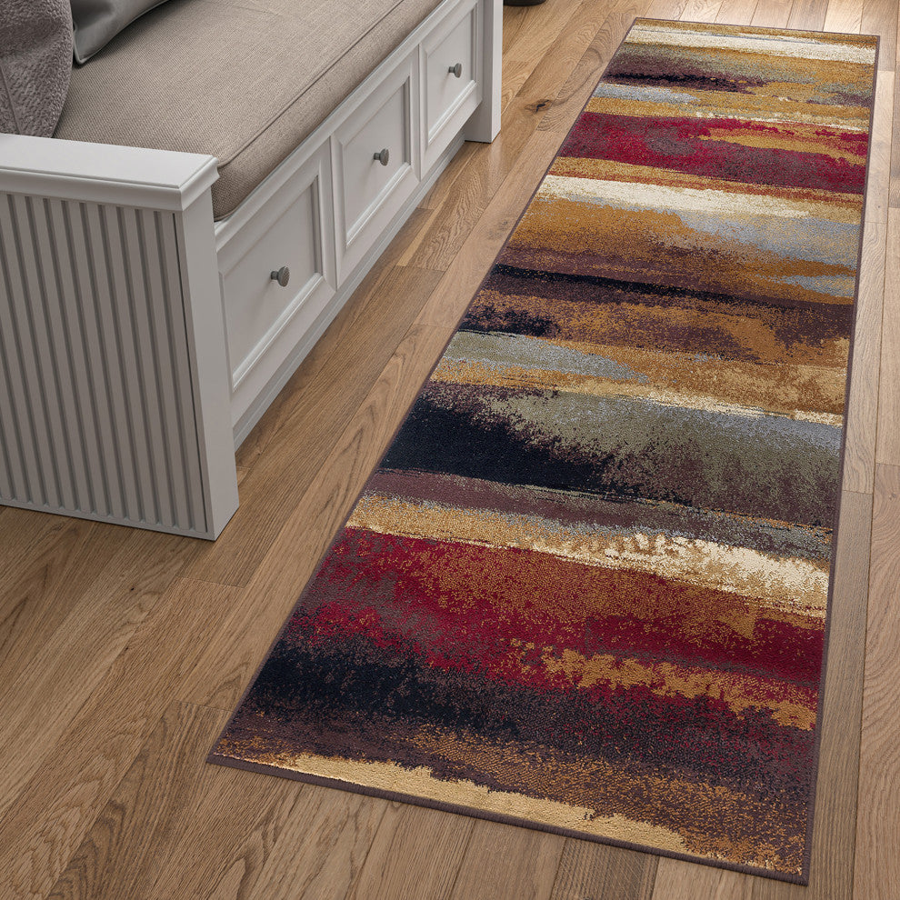 Dakota Contemporary Abstract Area Rug, Multi-Color, 2'7'x9'10'