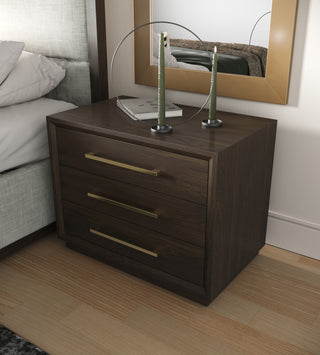 Modrest Manhattan Contemporary Cherry and Gold Nightstand