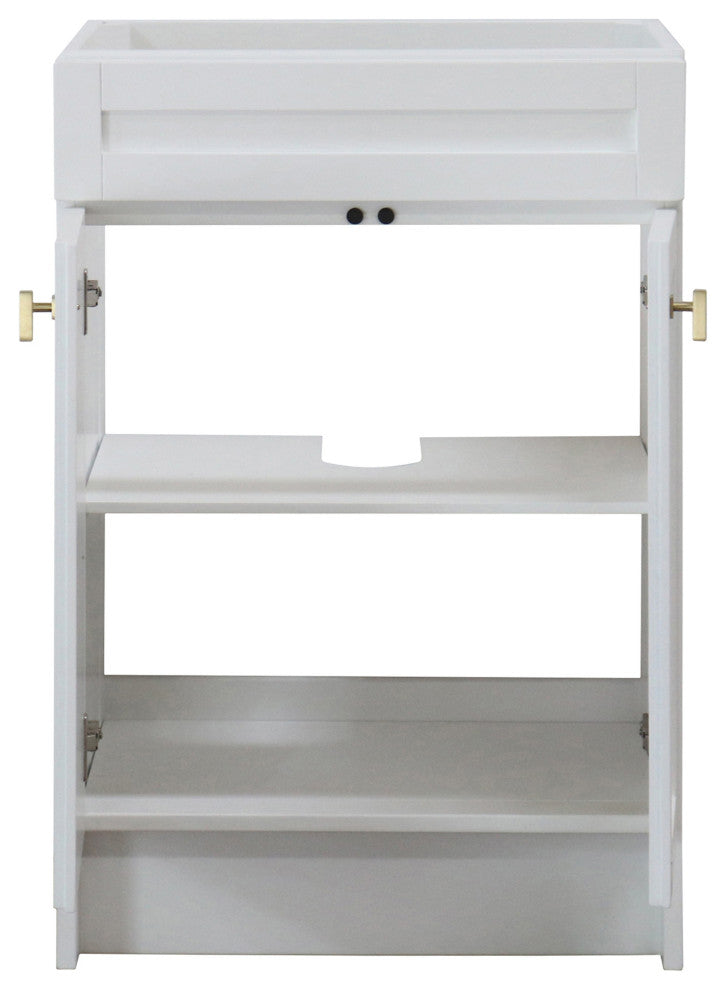 SmartFold 23" Single Sink Vanity Cabinet, White Finish, Gold Hardware