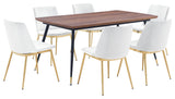 Messina White Velvet 7-Piece Rectangular Dining Set