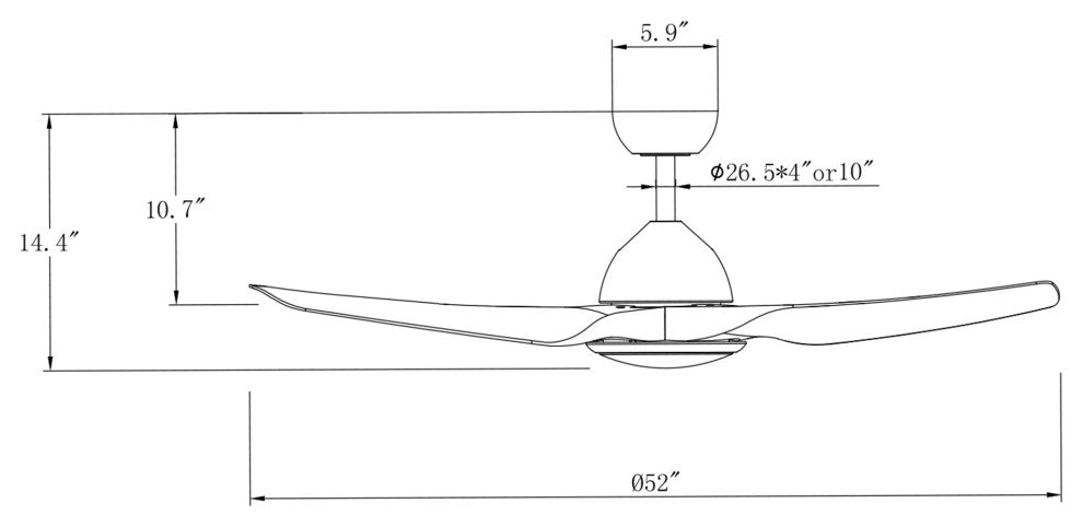 52-inch Modern Intergrated LED White Ceiling Fan with Light