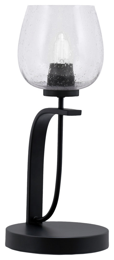 Cavella 1 Light Accent Lamp, Matte Black Finish, 6" Clear Bubble Glass