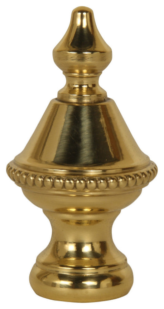 Beaded Knob Lamp Finial Polished Brass 1.5"h