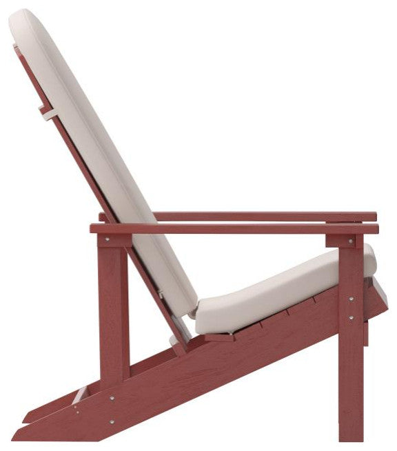Charlestown Set of 2 Adirondack Chairs with Cushions, Red/Cream