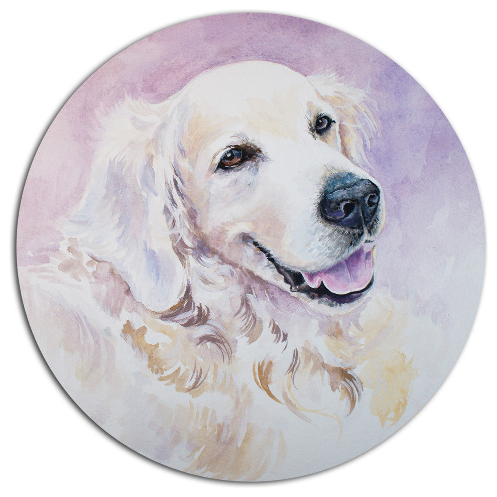 Funny Golden Retriever, Animal Large Disc Metal Wall Art, 36"