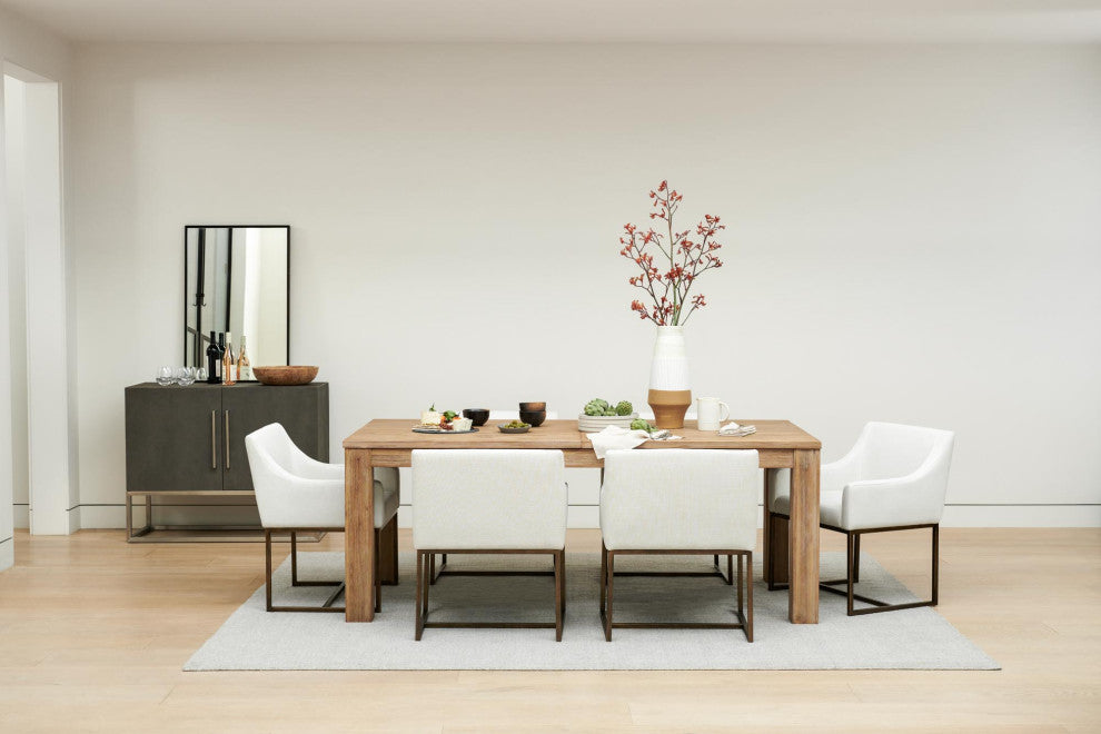 Modrest Basel Off White and Copper Antique Brass Dining Chair