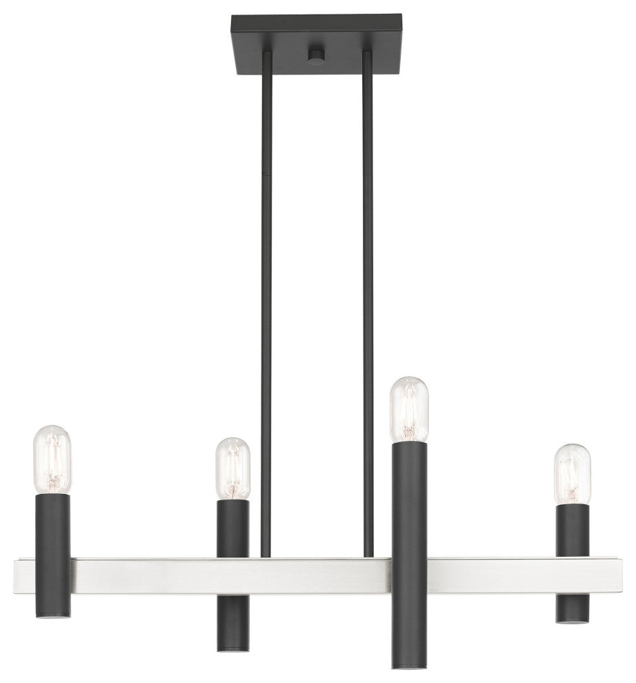 Livex Helsinki 4 Light Scandinavian Gray, Brushed Nickel Linear Chandelier