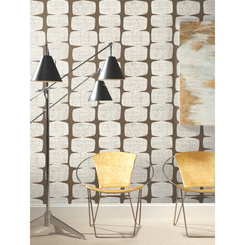 Mid, Century Beads Peel and Stick Wallpaper, Brown