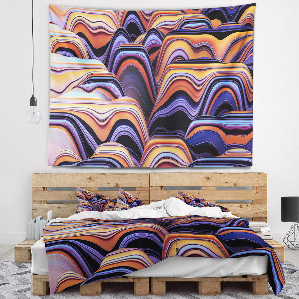 Abstract Mountains 3D Texture Abstract Wall Tapestry, 80"x68"