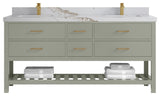 Parker 72" Double Sink Bath Vanity, Evergreen 2" Calacatta Gold