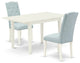 3Pc Dining Set, 2 Upholstered Chairs, Butterfly Leaf Dining Table, Linen White