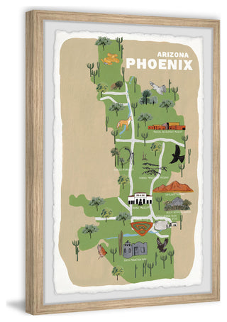 "Phoenix Arizona Map II" Framed Painting Print, 20x30