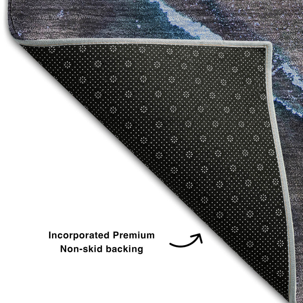 Premium Machine Washable Mayfield AMF525 Navy 9' x 12' Rug