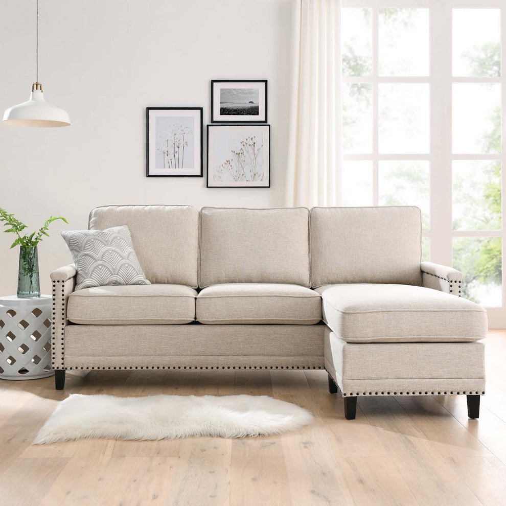 Sofa, Fabric, Beige, Modern, Living Lounge Room Hotel Lobby Hospitality
