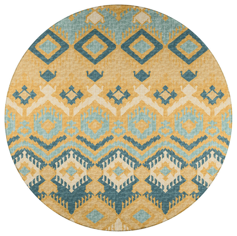Indoor/Outdoor Sedona SN2 Marigold Machine Washable 10' x 10' Round Rug