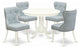 A Dining Set Of 4 Dining Chairs, Baby Blue Color, 42"Round Table, Linen White