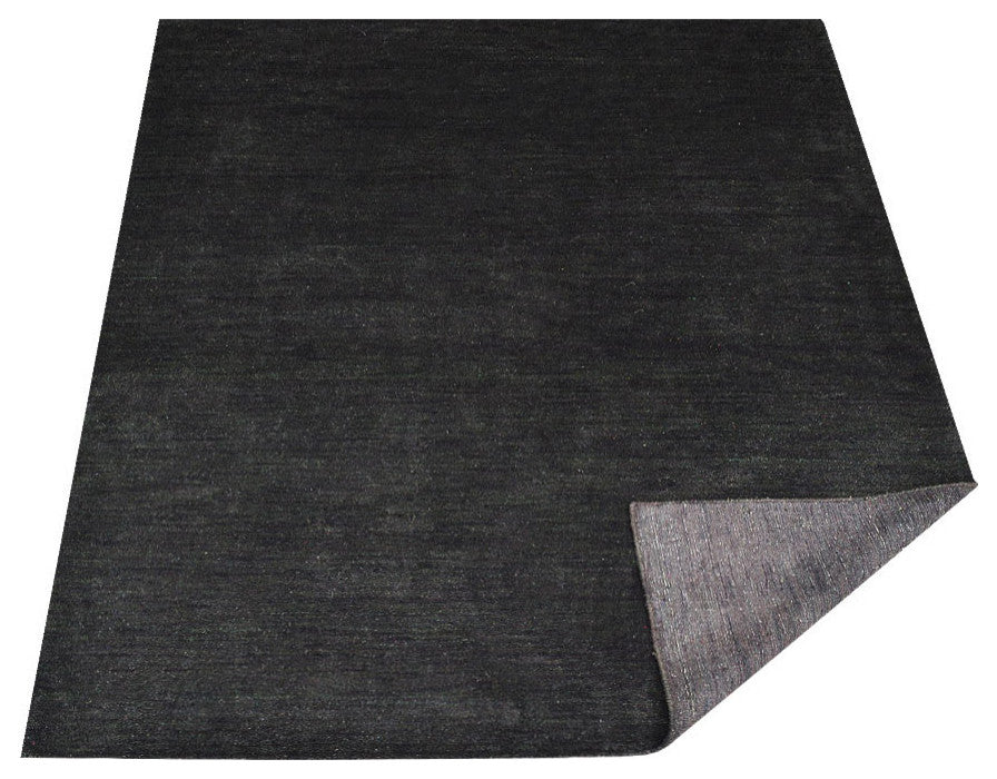 HAND KNOTTED LOOM SILK ECO-FRIENDLY AREA RUGS-Light Charcoal Color,Solid Design, [Rectangle] 8'x10'