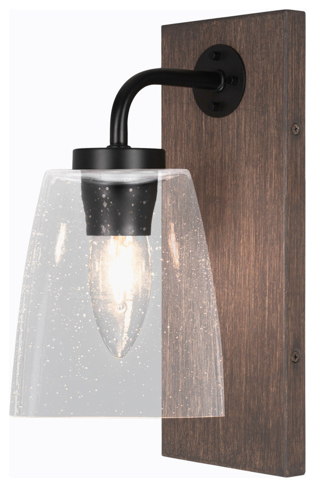 Oxbridge Wall Sconce, Matte Black & Painted Distressed Metal, 4.5" Clear Bubble