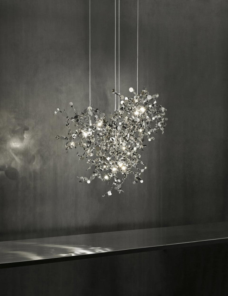 MIRODEMIÂ® La Venturi | Chandelier in a Nordic Style for Dining Room, Chrome, 4 Heads, Cool Light