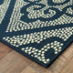 Martinique Floral Scroll Lattice Navy/ Ivory Indoor/Outdoor Area Rug, 1'9"X3'9"