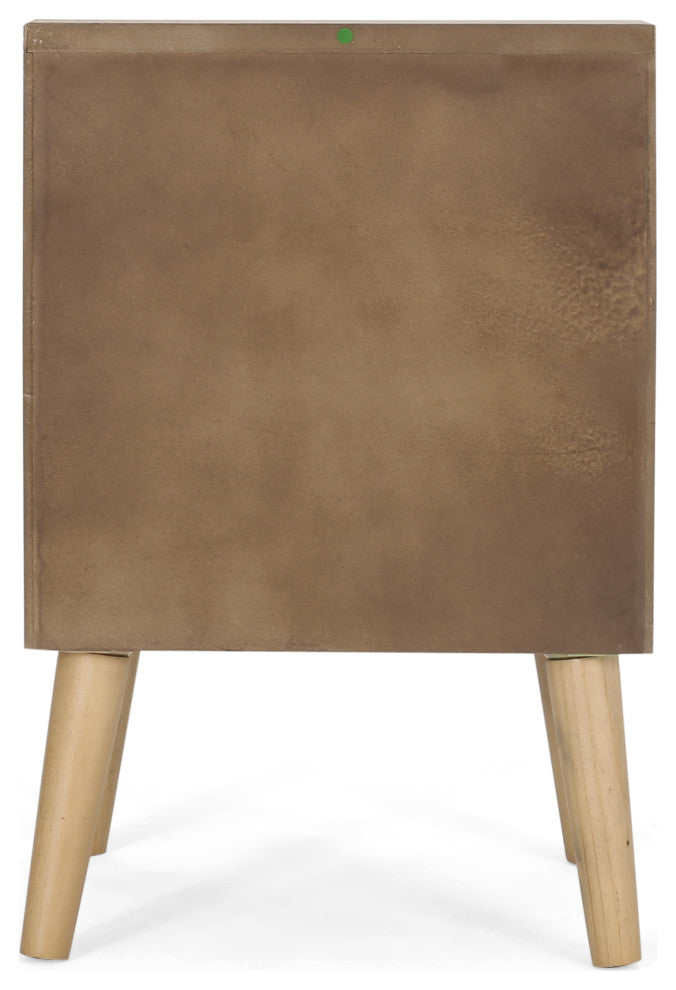 Barrere Contemporary End Table with Hutch, Natural and White