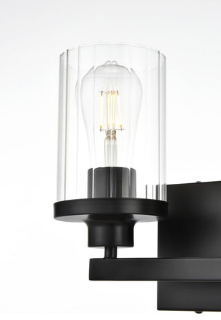 2 Light Black And Clear Bath Sconce