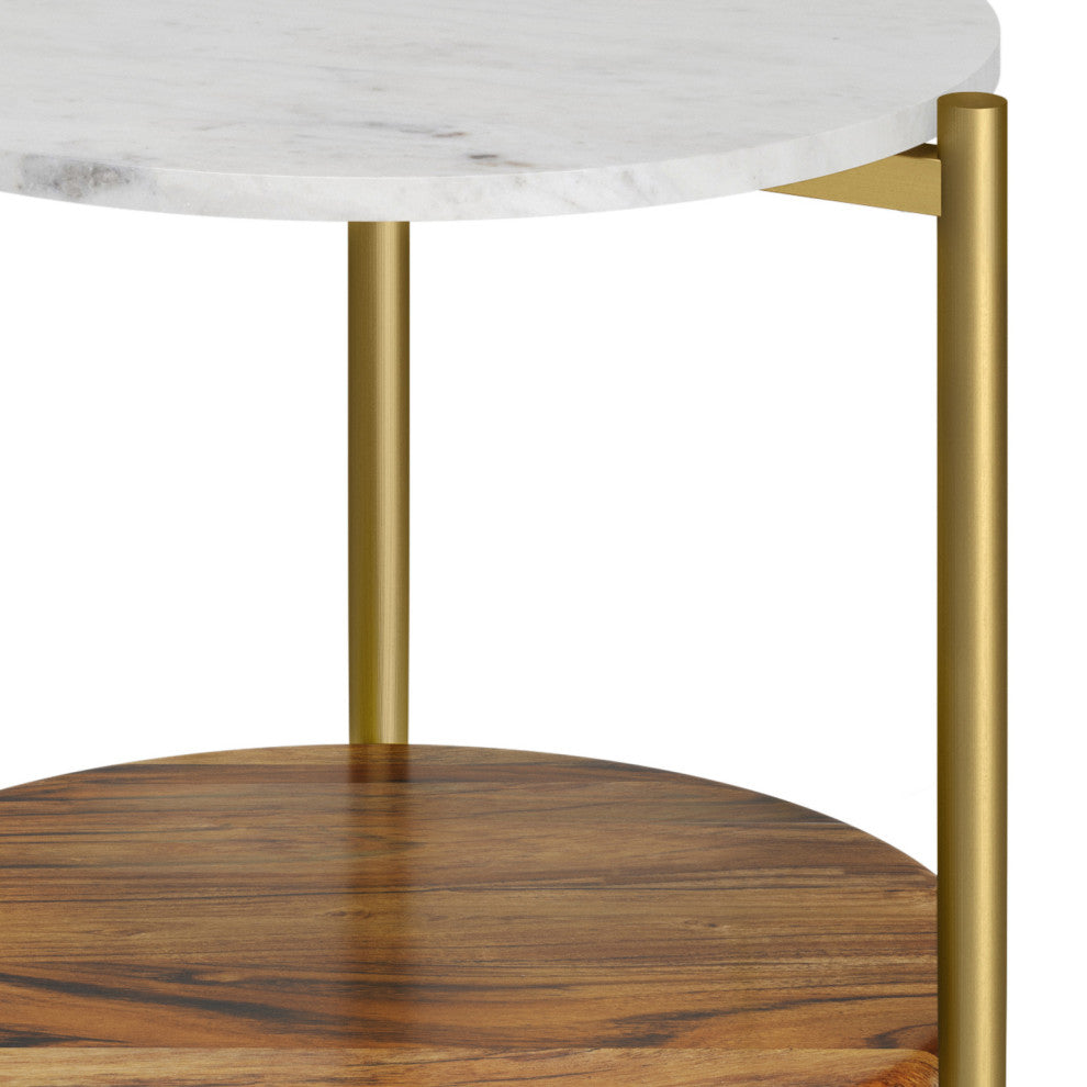 Wagner Round Marble & Wood Side Table