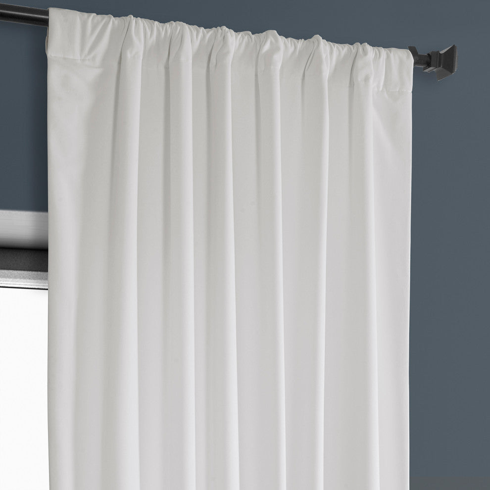 Heritage Plush Velvet Curtain Single Panel, Pillow White, 50"x120"
