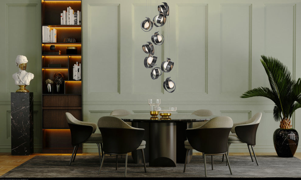 Riza 9-Light Pendant Ink Opal Glass Standard