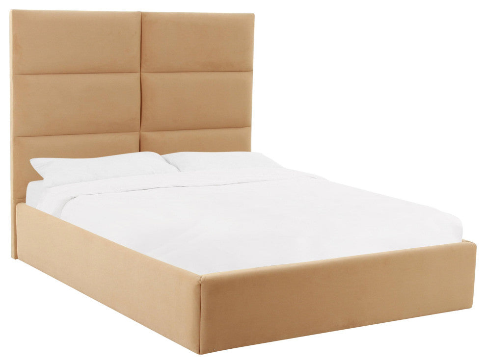 Eliana Honey Velvet King Bed - Honey