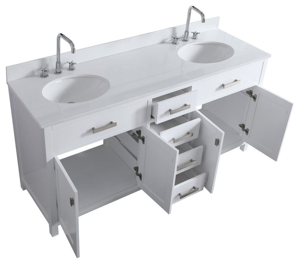 London 71-in White Bathroom Vanity Base Cabinet Without Top