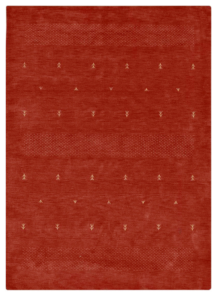 HAND KNOTTED LOOM WOOL ECO-FRIENDLY AREA RUGS - Rectangle, Red, Contemporary