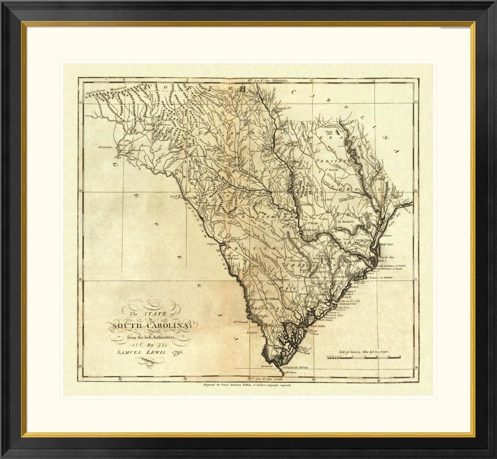 "State of South Carolina, 1795" Framed Digital Print by Mathew Carey, 40x37"
