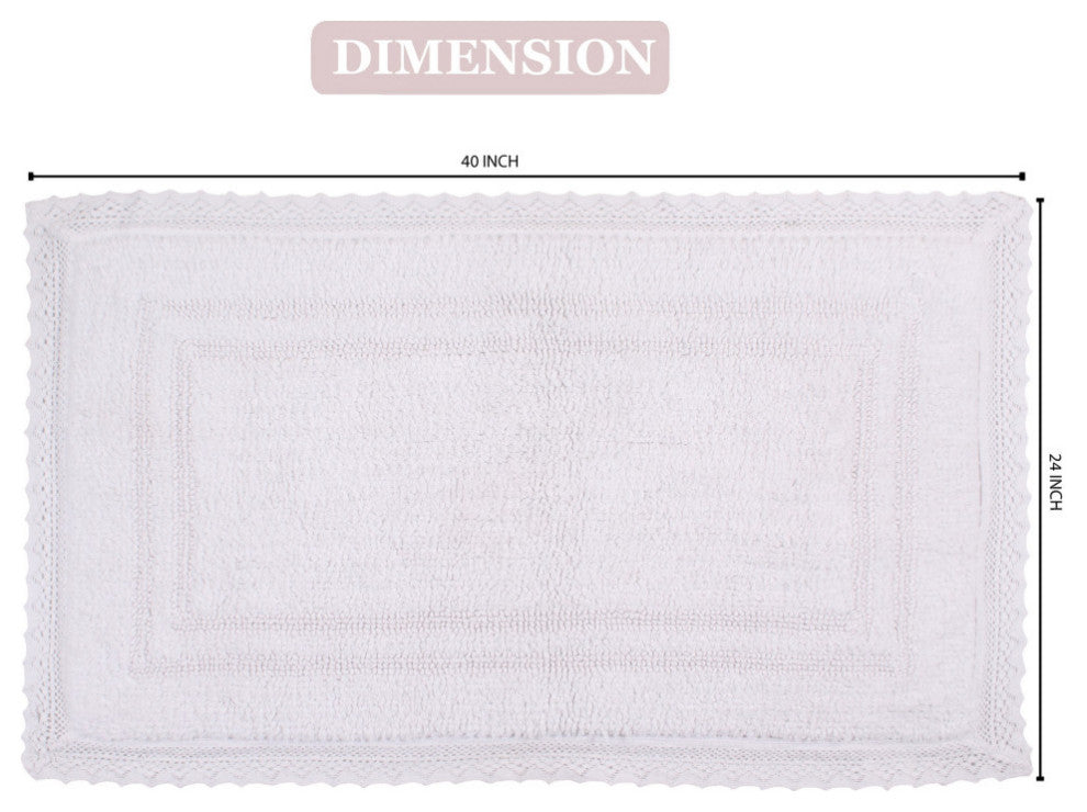Opulent Reversible Bath Rug Set, 24x40 Rectangle, White