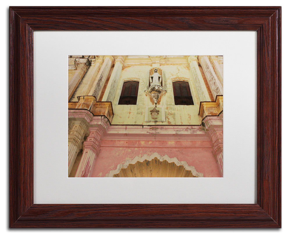 'Church In Havana' Matted Framed Art, Wood Frame, White Matte, 14x11