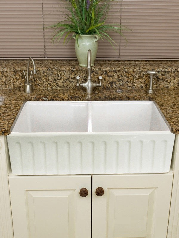 Fine Fixtures Snowdon Double Bowl Fireclay 32.25" Farmhouse Kitchen Sink