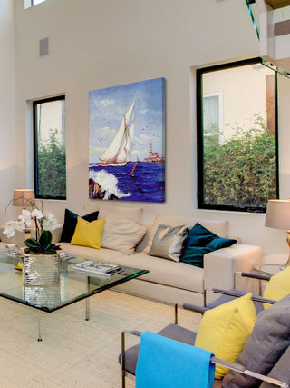 "Sailing by the Lighthouse" Painting Print on Canvas by Albert B. Marks