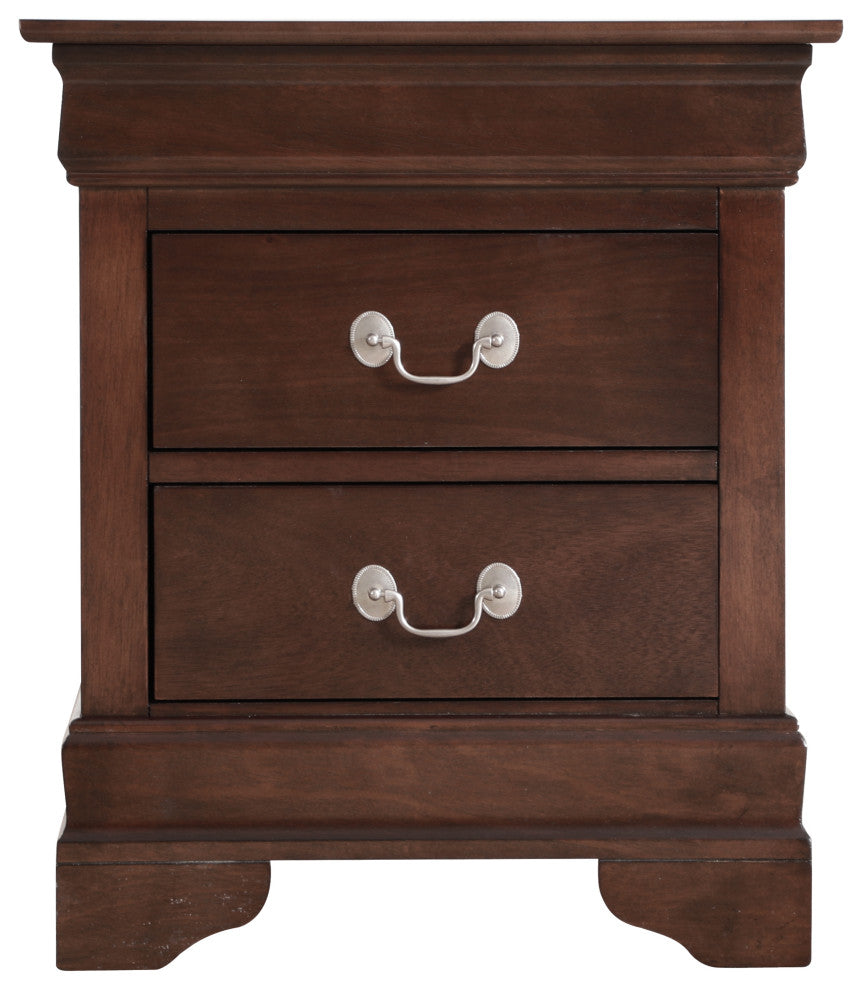 Louis Phillipe 2-Drawer Nightstand, Cappuccino