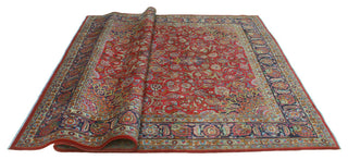 Fine Vintage Distressed Coby Red/Navy Rug, 9'6 x 13'4