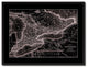 Ontario, Canada Vivid Sepia Map Print On Canvas With Black Frame, 28" X 37"