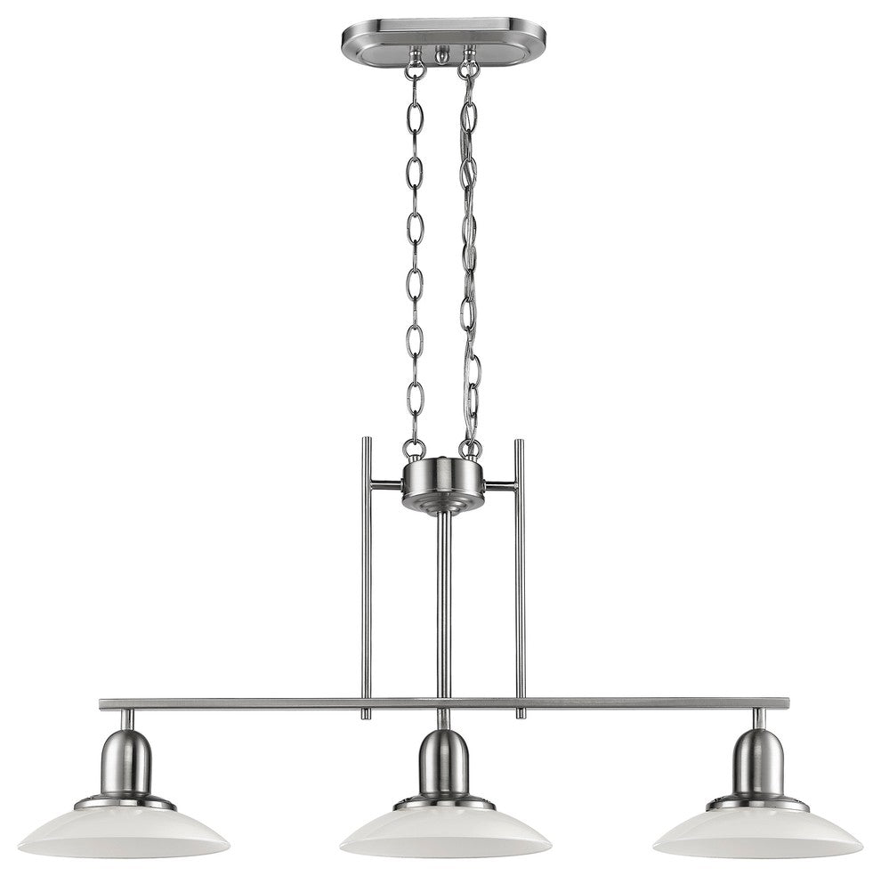 Contemporary Brushed Nickel 3-light Island Fixture