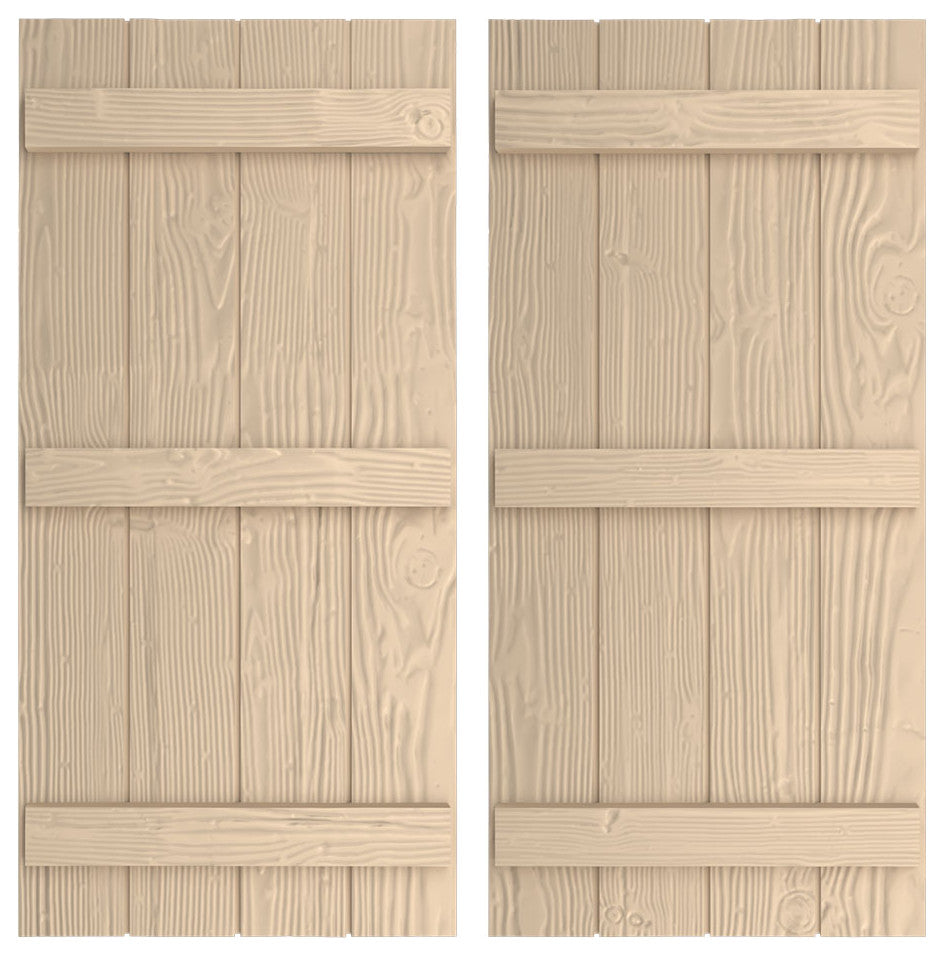 Rustic 4 Board Joined B-N-B Faux Wood Shutters, Sandblasted, 22x80"