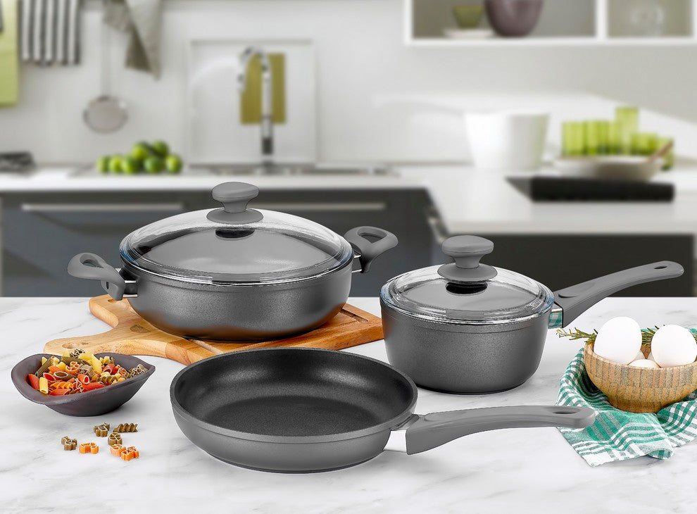 Saflon Titanium Nonstick 5-Piece Cookware Set, 4mm Forged Aluminum, PFOA-Free