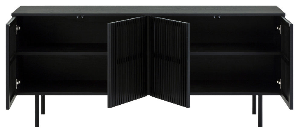 Pasadena 4 Door Wood Buffet Cabinet With Black Oak Finish