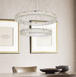 Elegant Lighting 3503G36 Monroe 36"W LED Crystal Ring Chandelier - Black