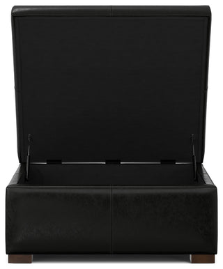 Gabbie Square Coffee Table Storage Ottoman, Midnight Black